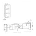 Ursula Megapap melamine TV unit in walnut - black color 184,5x34x45cm.
