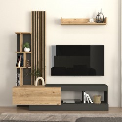 Σύνθεση τηλεόρασης Vermont Megapap χρώμα ανθρακί - sepet oak 180x40x193,8εκ. Σύνθεση τηλεόρασης Vermont Megapap χρώμα ανθρακί - sepet oak 180x40x193,8εκ.