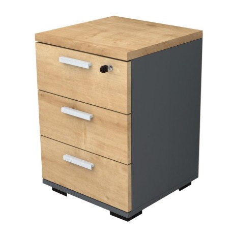 Venturo Megapap melamine office chest of drawers in anthracite - oak color 39x40x57cm.