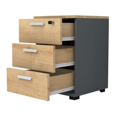 Venturo Megapap melamine office chest of drawers in anthracite - oak color 39x40x57cm.
