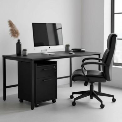 Gamer Megapap melamine wheeled chest of drawers with locker  in black color 40x40x56cm.