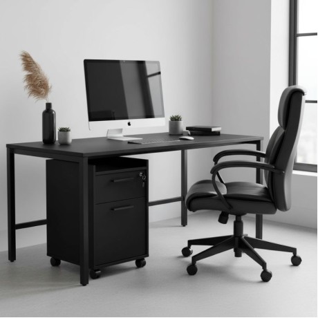 Gamer Megapap melamine wheeled chest of drawers with locker  in black color 40x40x56cm.