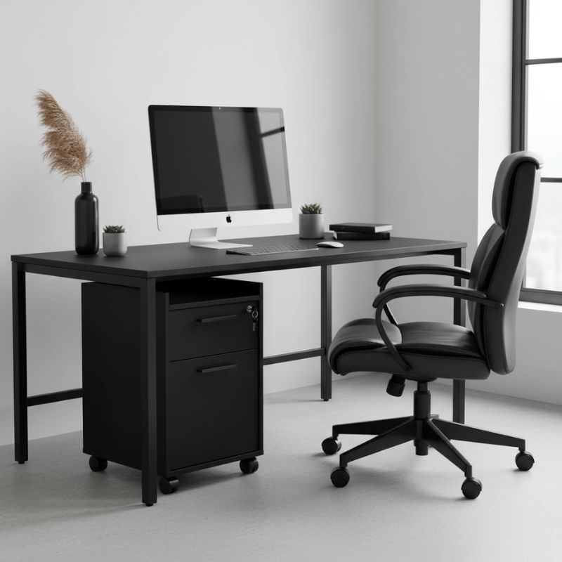 Gamer Megapap melamine wheeled chest of drawers with locker  in black color 40x40x56cm.