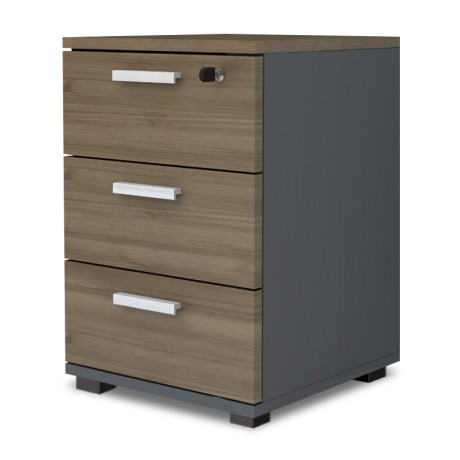Venturo Megapap melamine office chest of drawers in anthracite - walnut color 39x40x57cm.