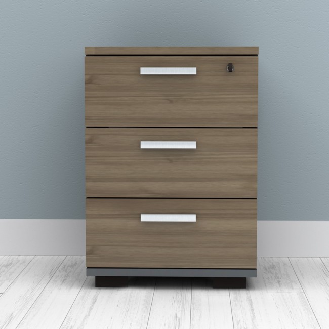 Συρταριέρα γραφείου με κλειδαριά επαγγελματική Venturo Megapap χρώμα ανθρακί - καρυδί 39x40x57εκ.