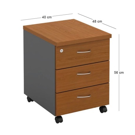 Mobile Pedestal-Α (3-Drawers) 40x48x56cm Grey/Cherry