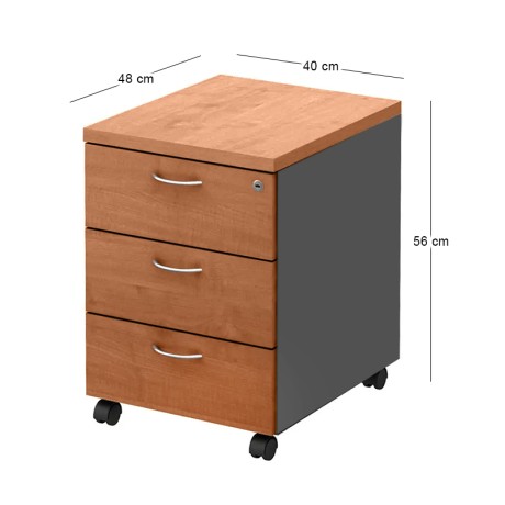 Mobile Drawer 3-Drawers 40x48x56cm DG/Cherry