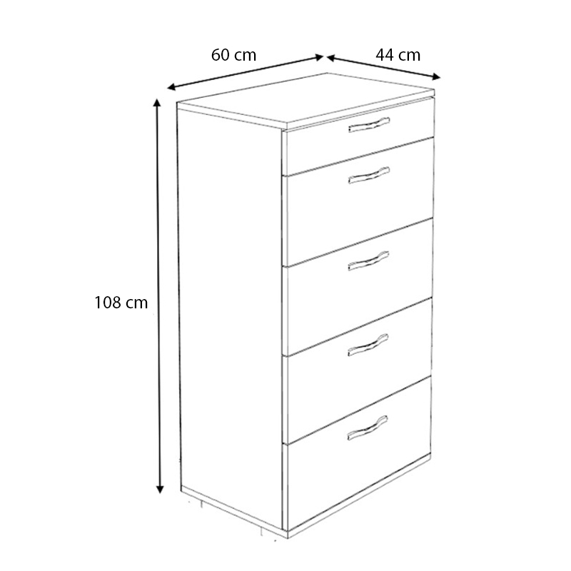Helia Megapap melamine dresser in white color 60x44x108cm.