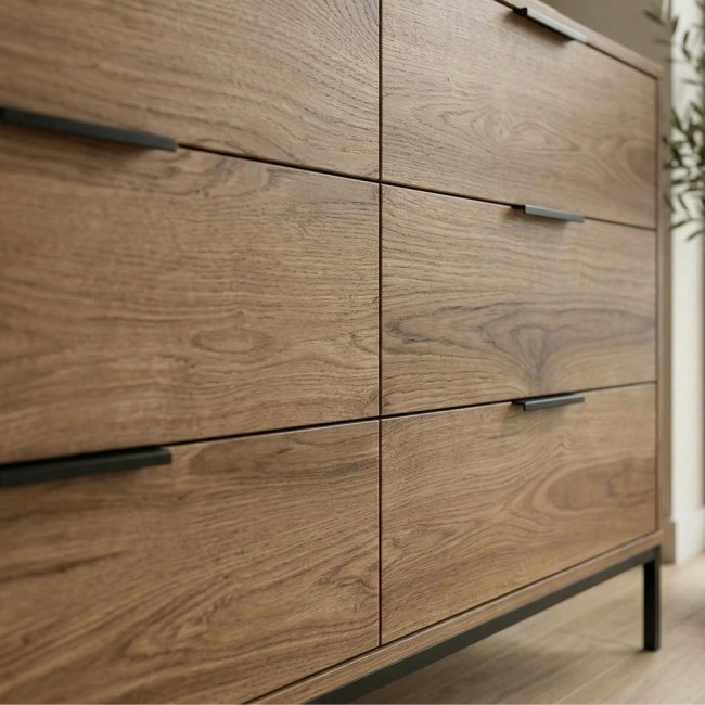 Mars Megapap melamine dresser in walnut Ud color 140x45x83.5cm.