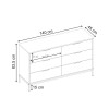 Mars Megapap melamine dresser in walnut Ud color 140x45x83.5cm.