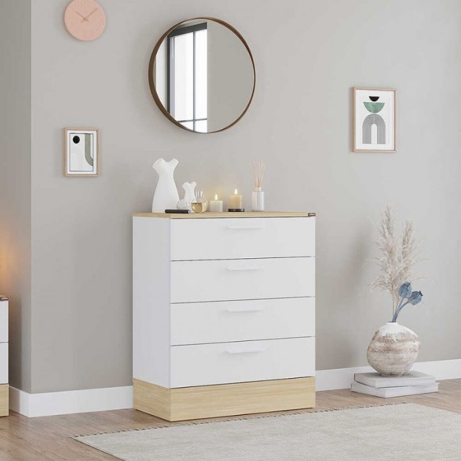 Συρταριέρα μελαμίνης Base Megapap χρώμα oak - λευκό 72x40x88εκ.