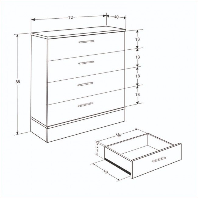 Συρταριέρα μελαμίνης Base Megapap χρώμα oak - λευκό 72x40x88εκ.