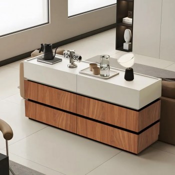 Συρταριέρα Sonlen pakoworld mdf σε καρυδί-μπεζ απόχρωση 120x40x72εκ