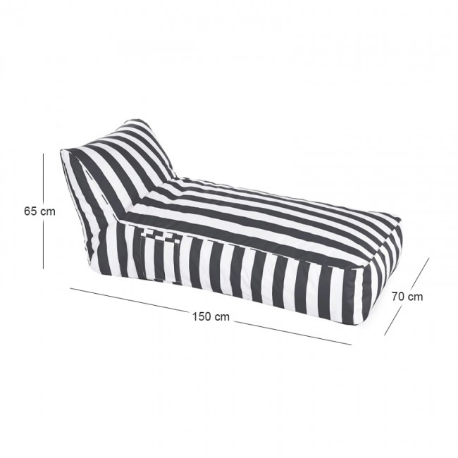 TACO MAX Lounge Bean Bag Striped White/Grey 100% waterproof
