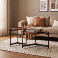 TOSS Set-2 Coffee Table D.50cm + D.70cm Steel Black/Walnut