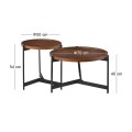 TOSS Set-2 Coffee Table D.50cm + D.70cm Steel Black/Walnut