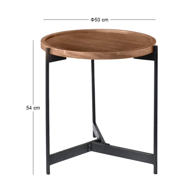 TOSS Coffee Table D.50 H.54cm Steel Black/Walnut