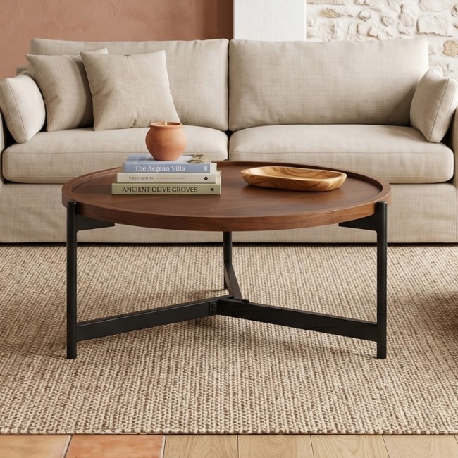 TOSS Coffee Table D.70 H.40cm Steel Black/Walnut