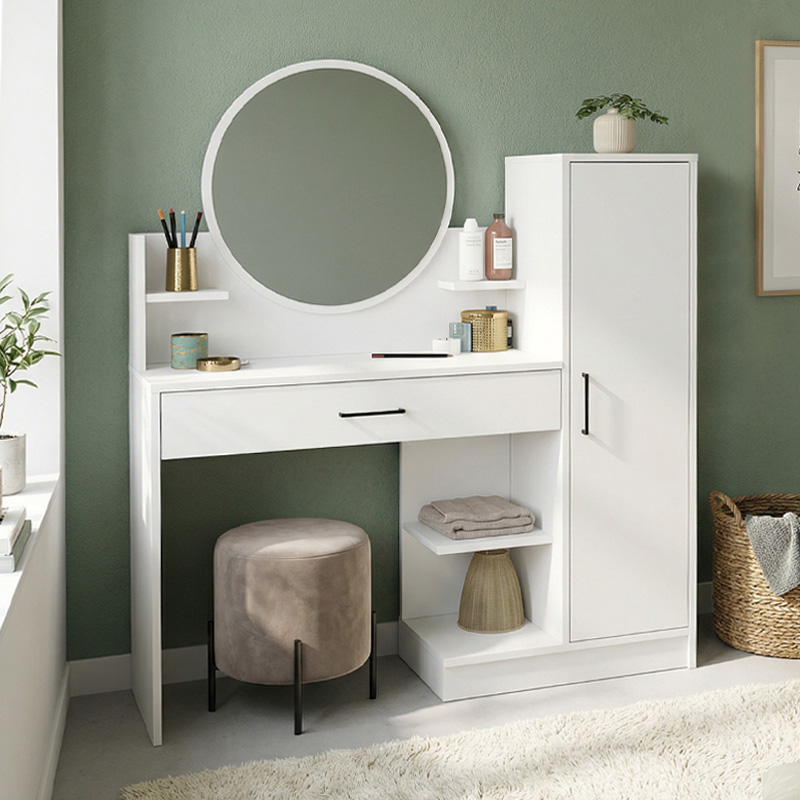 Andera Megapap melamine dressing table in white color 123.9x35x144.4cm.