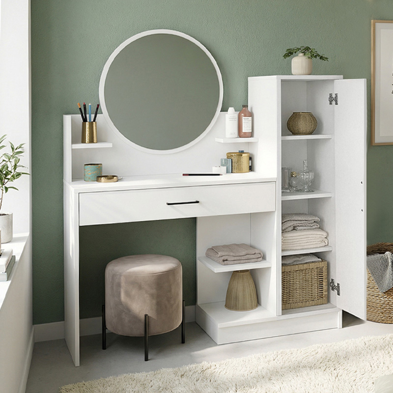 Andera Megapap melamine dressing table in white color 123.9x35x144.4cm.
