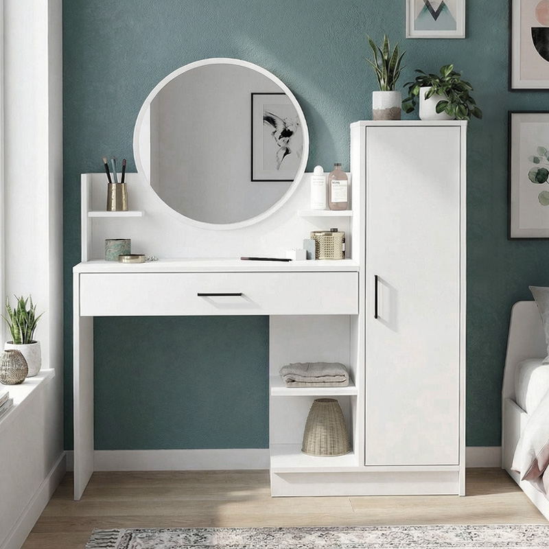 Andera Megapap melamine dressing table in white color 123.9x35x144.4cm.
