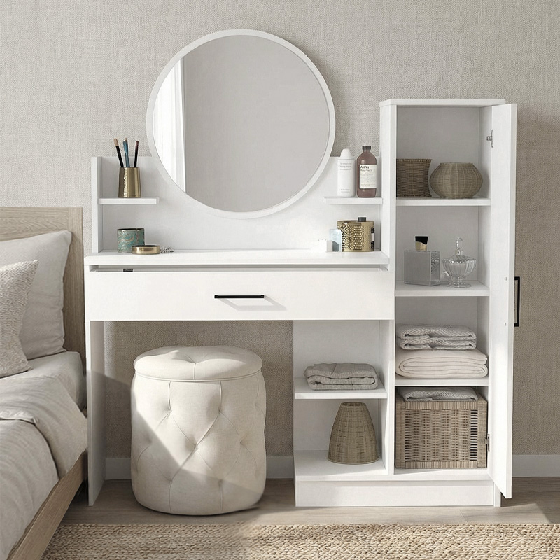 Andera Megapap melamine dressing table in white color 123.9x35x144.4cm.