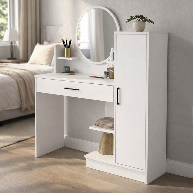 Τουαλέτα με καθρέπτη Andera Megapap χρώμα λευκό 123,9x35x144,4εκ.