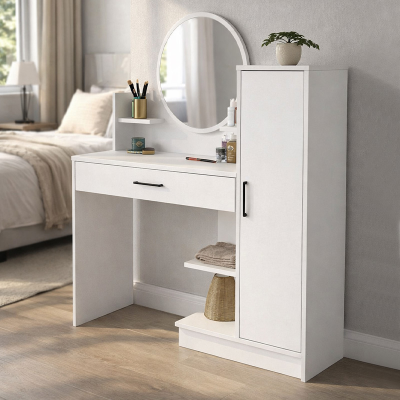Andera Megapap melamine dressing table in white color 123.9x35x144.4cm.