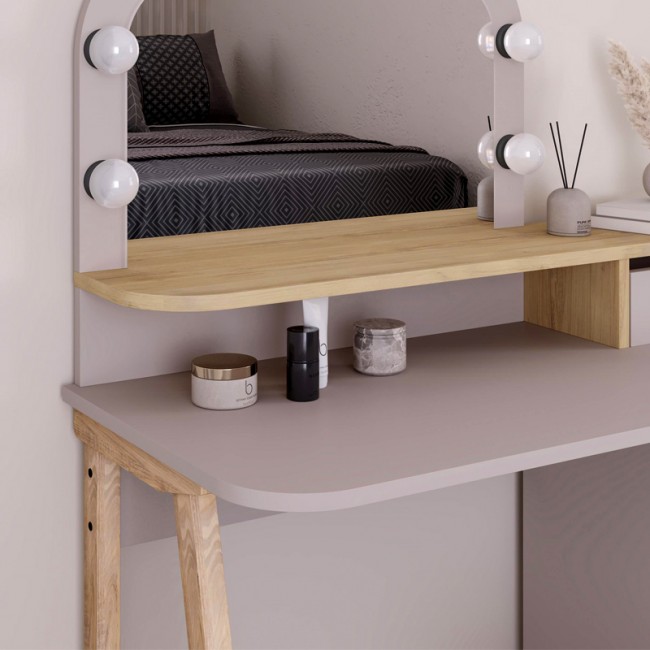 Τουαλέτα με καθρέπτη Avien Megapap χρώμα ανοιχτή μόκα - φυσικό οξιάς 105x51,1x131εκ.