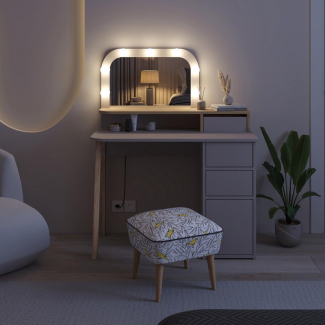 Τουαλέτα με καθρέπτη Avien Megapap χρώμα ανοιχτή μόκα - φυσικό οξιάς 105x51,1x131εκ.