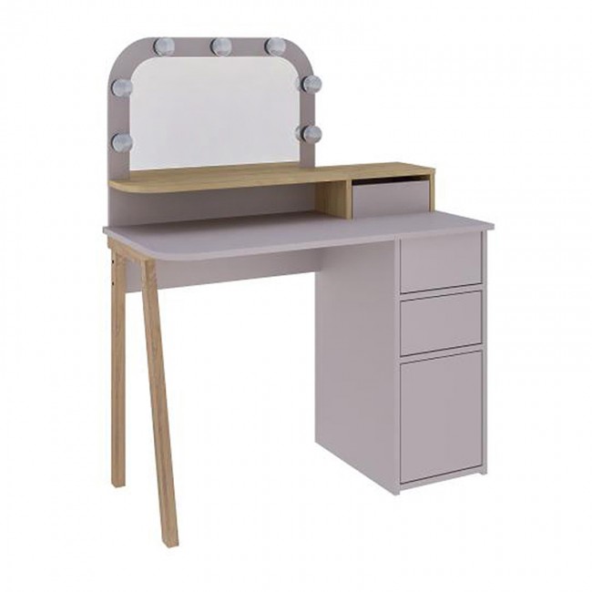 Τουαλέτα με καθρέπτη Avien Megapap χρώμα ανοιχτή μόκα - φυσικό οξιάς 105x51,1x131εκ.