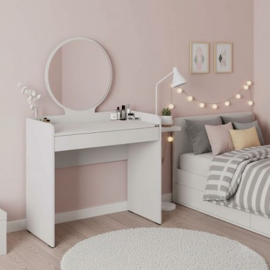 Curve Megapap melamine dressing table in white color 90x47x142cm.