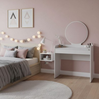 Curve Megapap melamine dressing table in white color 90x47x142cm.