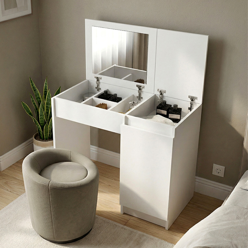 Huma Megapap melamine dressing table in white color 90x45x118.2cm.