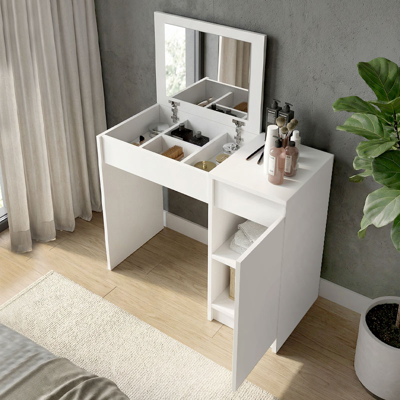 Huma Megapap melamine dressing table in white color 90x45x118.2cm.