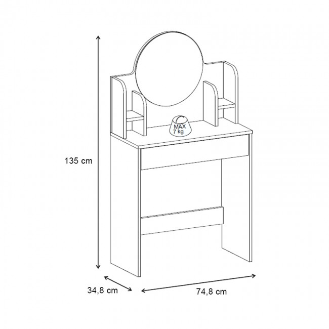 Τουαλέτα με καθρέπτη Idis Megapap χρώμα λευκό 74,8x34,8x135εκ.