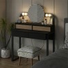 Lora Megapap melamine dressing table with light in black - sapphire oak color 96x40x133.4cm.
