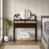 Lora Megapap melamine dressing table with light in black - sapphire oak color 96x40x133.4cm.