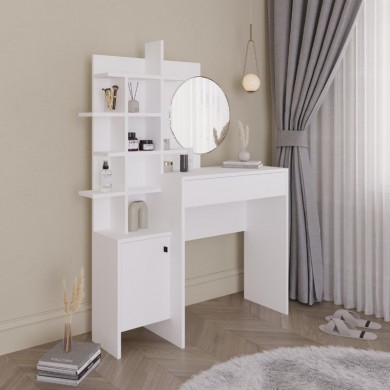 Mup Megapap melamine dressing table in white color 105x35x151cm.