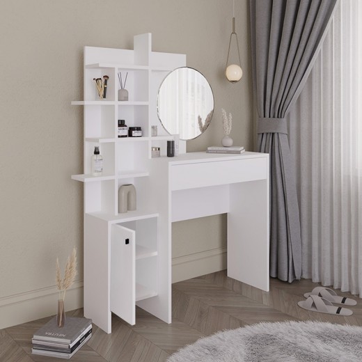 Τουαλέτα με καθρέπτη Mup Megapap χρώμα λευκό 105x35x151εκ.