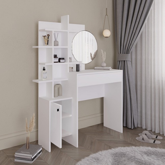 Τουαλέτα με καθρέπτη Mup Megapap χρώμα λευκό 105x35x151εκ.