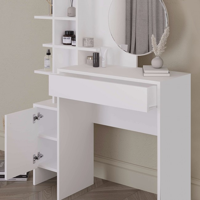 Τουαλέτα με καθρέπτη Mup Megapap χρώμα λευκό 105x35x151εκ.