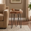 FUEGO Side Table 35x35 H.45 Acacia Natural Finish (Black Paint)