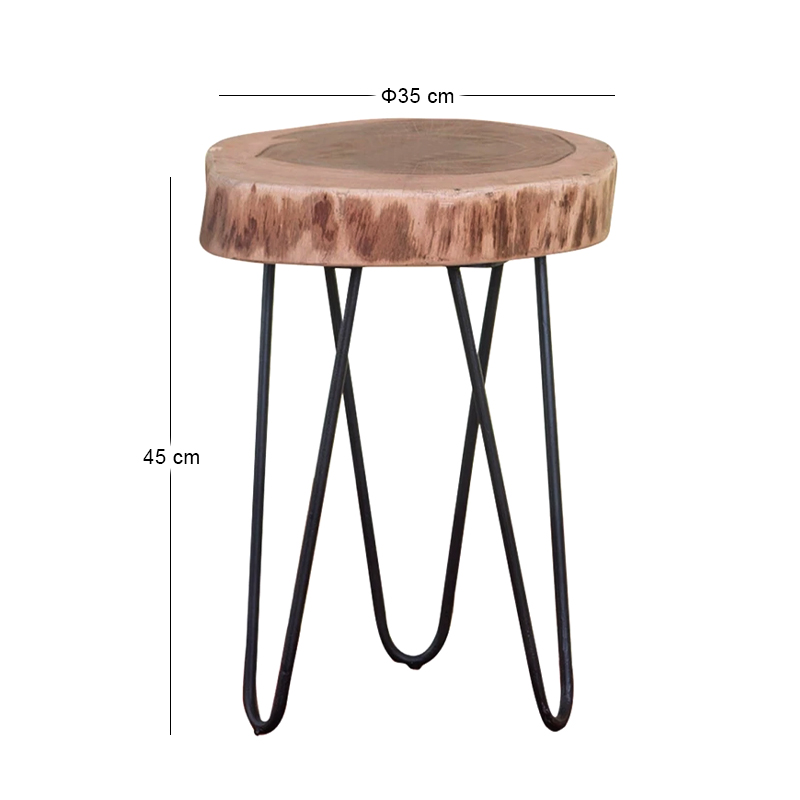 FUEGO Side Table 35x35 H.45 Acacia Natural Finish (Black Paint)