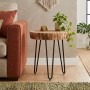 FUEGO Side Table 35x35 H.40 Acacia Natural Finish (Black Paint)