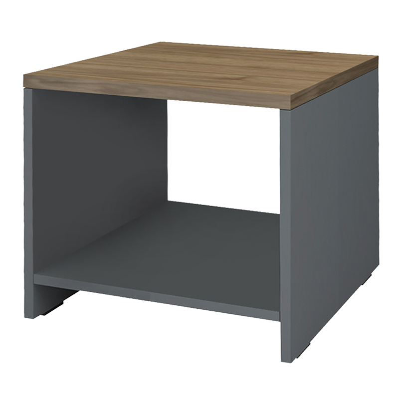 Venturo Megapap melamine office coffee table in anthracite - walnut color 60x60x45cm.
