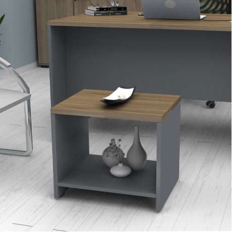 Venturo Megapap melamine office coffee table in anthracite - walnut color 60x60x45cm.