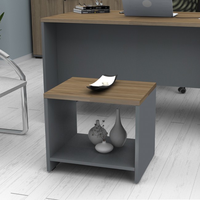 Venturo Megapap melamine office coffee table in anthracite - walnut color 60x60x45cm.
