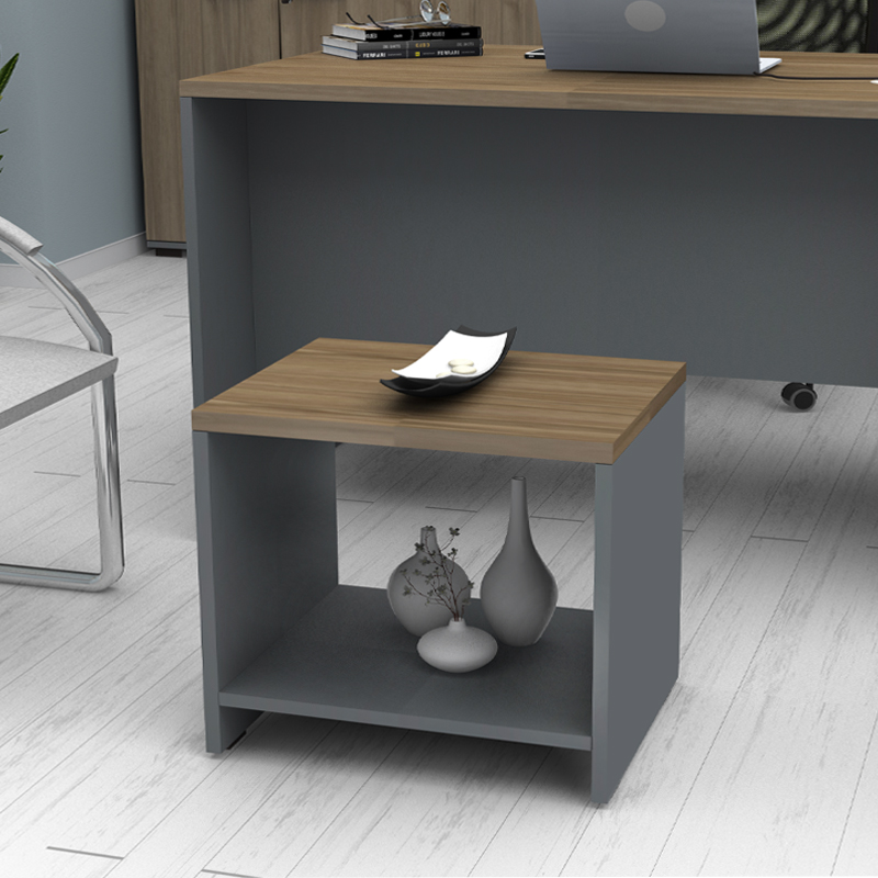 Venturo Megapap melamine office coffee table in anthracite - walnut color 60x60x45cm.