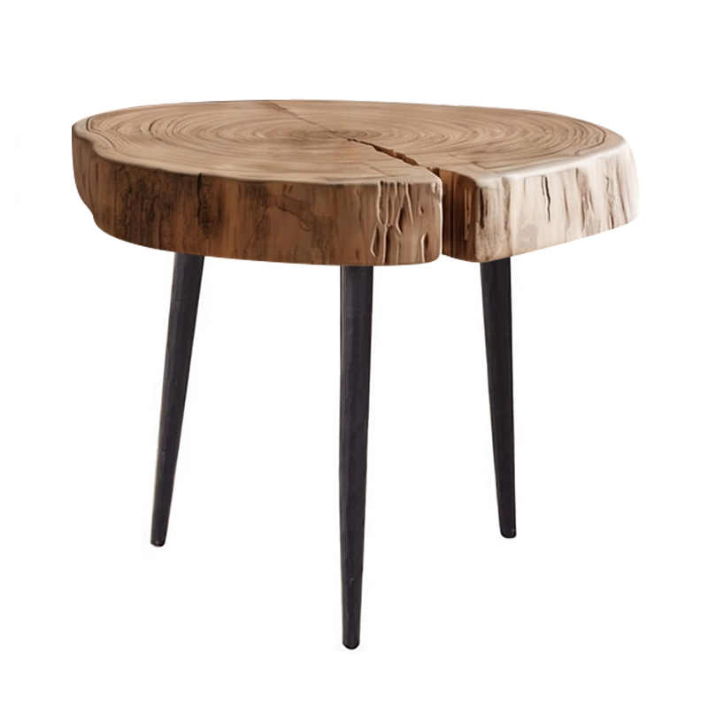 PATEL Side Table +/-33x32 H.30 Acacia Natural Finish (Black Paint)